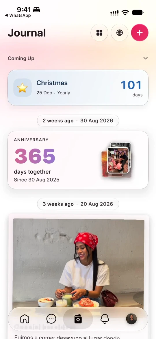 The Amora journal on an iPhone